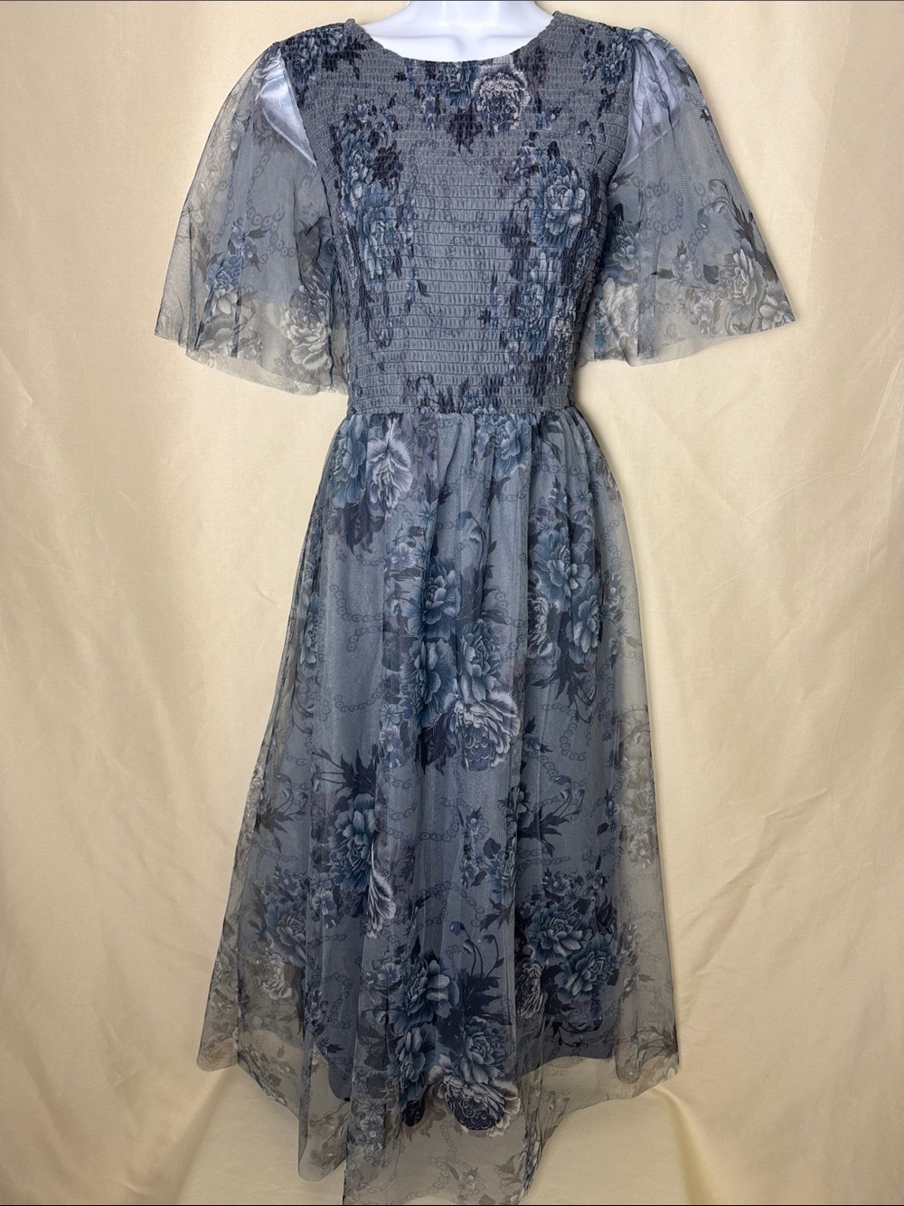 Baltic Born Blue Floral Lace Overlay Dress